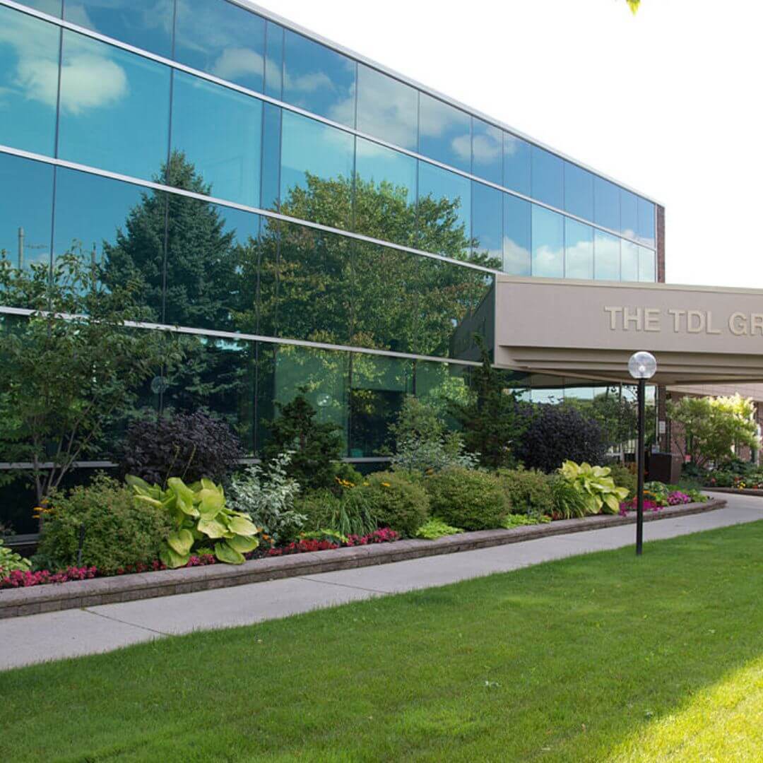 commercial building in guelph with maintained garden bed
